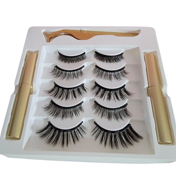 Mele Magnetic Eyelashes with Eyeliner 5 Pair Makeup  Cosmetic NEW Eyelashes - Picture 4 of 10